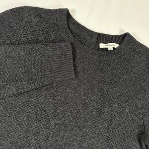 Madewell Gray Textured Button Back Sweater Women's‎ Small Crew Neck Long Sleeve